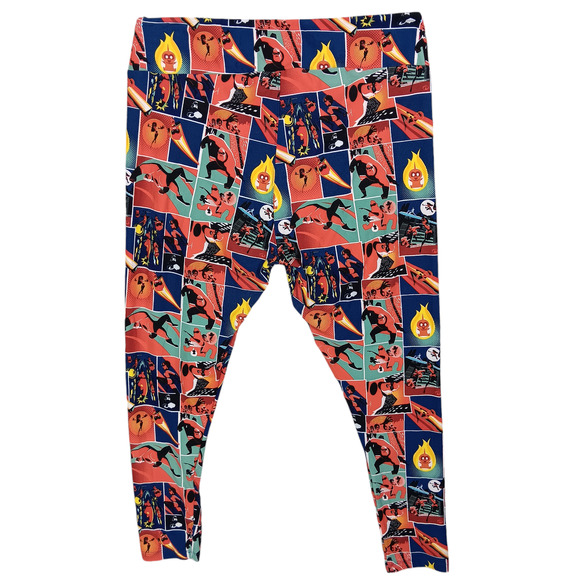 LulaRoe The Incredibles Leggings Orange and Blue Graphic Size TC2 - Picture 4 of 7